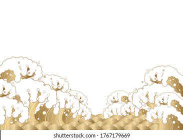 Gold tsunami background material on white background