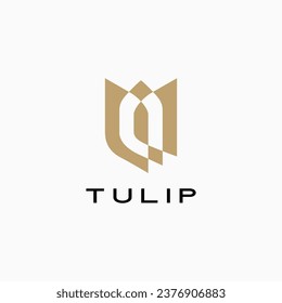 ilustración del icono del vector del logotipo del tulipán dorado