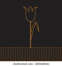 gold tulip on the black background