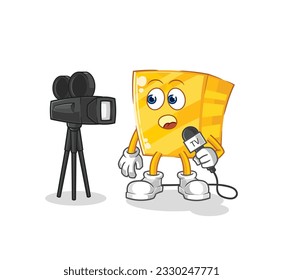 the gold tv reporter cartoon. cartoon mascot vector