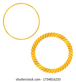 Gold Twisted Rope Circle Border Vector Illustration