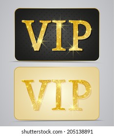 Gold Two Cards With Text Vip