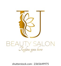 Gold U Letter Initial Beauty Brand Logo Design