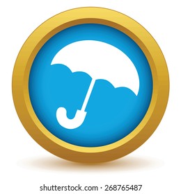Gold umbrella icon on a white background. Vector illustration
