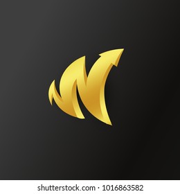 Gold unusual arrow up logo, education training corporate vector gold sign.