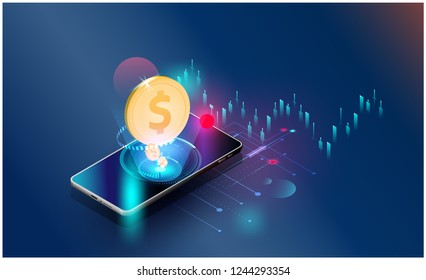 ouro dólar dos EUA moeda mercado de ações forex trading gráfico Vector futurista Tecnologia de investimento inteligente controlando sistema de proteção global Rede investimento financeiro tendências econômicas fundo 