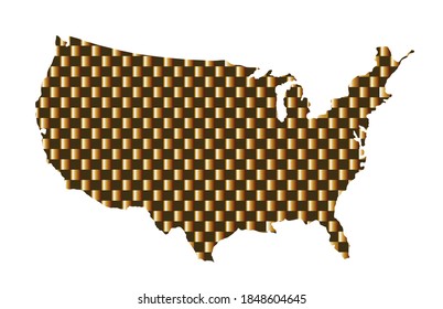 Gold USA map vector silhouette isolated on white background. United States of America map gold design. Strong and powerful economy symbol.