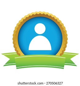 Gold user profile logo on a white background. Vector illustration