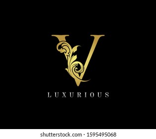 Gold Letter V Logo V Letter Stock Vector (Royalty Free) 1662453889