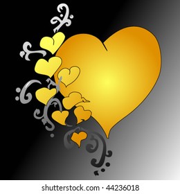 Gold valentine hearts - vector