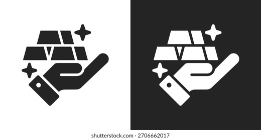 Icono De Valor De Oro En Estilo Glifo Blanco Y Negro