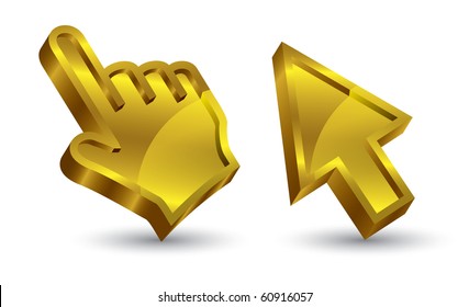 gold vector 3d hand cursor