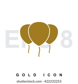 Gold vector air balloon isolated on white background. Simple balloon icon for web, advertising, design