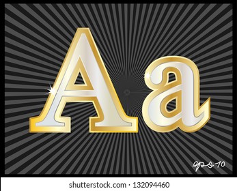 Gold Vector Alphabet.The letter A