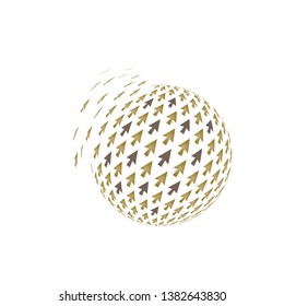 Gold Vector Arrow Pointing Globe Logo