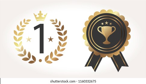 Gold vector award badges set. Vector illustration EPS10