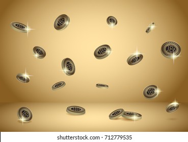 gold vector background with bitcoins