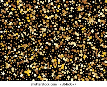 Gold Vector Background. Golden Explosion of Confetti. Gold Glitter Texture Isolated on Black Background.