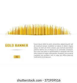 Gold vector banner on white background. Gold glitter background. Gold template background for banner, card, vip, exclusive, certificate, gift, luxury, privilege, voucher, store, present, shopping
