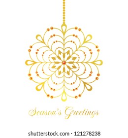 Gold vector bauble. Christmas card. EPS 10 vector illustration. CMYK.