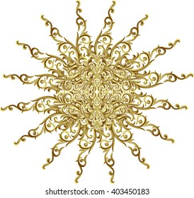 Gold Vector Beautiful Deco Black Mandala, Patterned Design Element, Ethnic Amulet