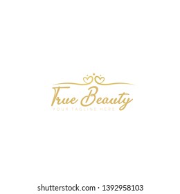 Gold vector Beauty and Love Logo feminine