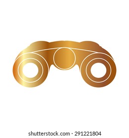 Gold Vector Binocular Icon Symbol Set 