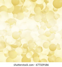 Gold vector bokeh light on golden background. Blurred glitter pattern with glowing lights