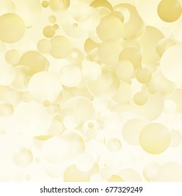 Gold vector bokeh light on golden background. Blurred glitter pattern with glowing lights