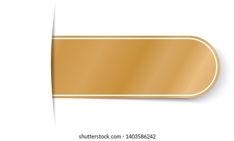 gold vector bookmark banner with shadow