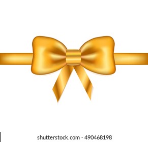 Gold vector bow isolated on white background

