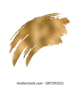 Gold vector brush stroke. Gold paint on white background. 