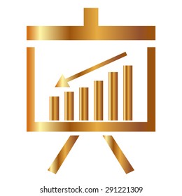 Gold Vector Business Growing Chart Presentation Icon