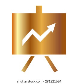 Gold Vector Business Growing Chart Presentation Icon