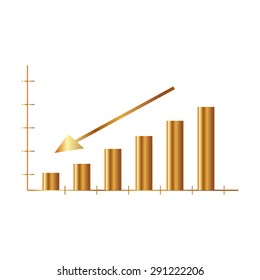 Gold Vector Business Growing Chart Presentation Icon