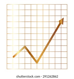 Gold Vector Business Growing Chart Presentation Icon