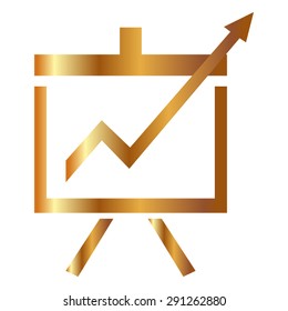 Gold Vector Business Growing Chart Presentation Icon