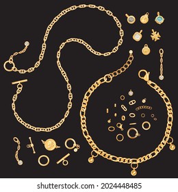 Gold Vector Chains Clip Art 