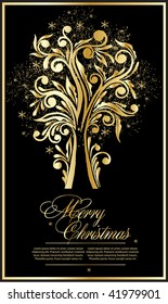 gold vector christmas tree