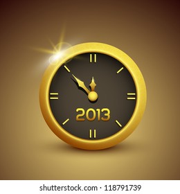 Gold vector clock illustrations 2013 new year