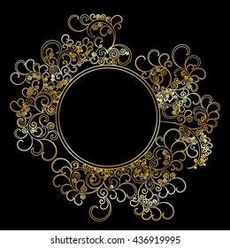 Gold vector curl  round frame 
