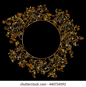 Gold vector curl  round frame 