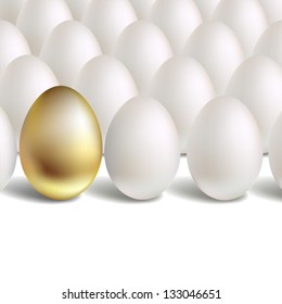 Gold Vector Egg Concept. White and unique golden eggs