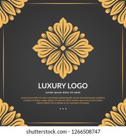 Gold vector emblem. Elegant, classic elements. Can be used for jewelry, beauty and fashion industry. Great for logo, monogram, invitation, flyer, menu, brochure, background, or any desired idea.