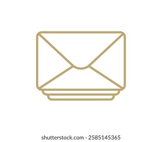Gold vector envelope symbolizing traditional mail and communication, ideal for projects related to messaging, post, and classic correspondence
