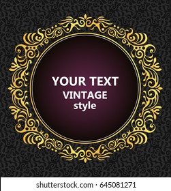 Gold vector frame in vegetative vintage style