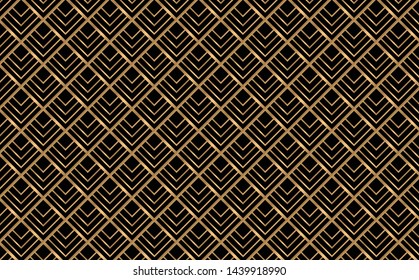 Gold  vector geometric pattern.  Stylish vector gold geometric pattern.  Gold  vector geometric monochrome  pattern black background