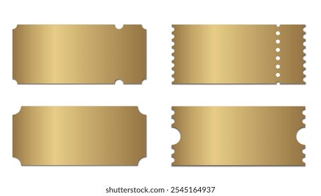 Gold Vector Geschenkgutschein-Vorlage. Moderne Geschenkkarte, Rabattgutscheine einzeln auf transparentem Hintergrund. Minimalistischer Werbe-Ticketcode. Beschriftung für Prozentangabe. Rabatt bei Online-Käufen.