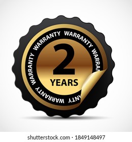 Gold vector guarantee sign, 2 years warranty label EPS10