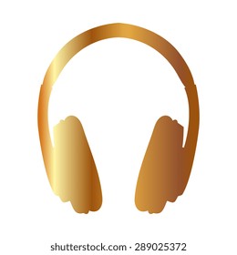 Gold vector headphones icons 